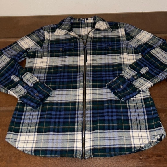 CHAPS Tartan 💯 Cotton Shacket Sz. MD - Picture 16 of 16